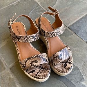 Natural Python Open Toe Ankle Strap Espadrille